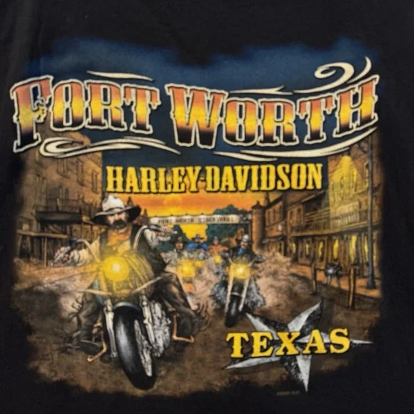 Vtg Harley Davidson Motorcycles FORT WORTH Texas White T-Shirt Size X-Large - Picture 4 of 8